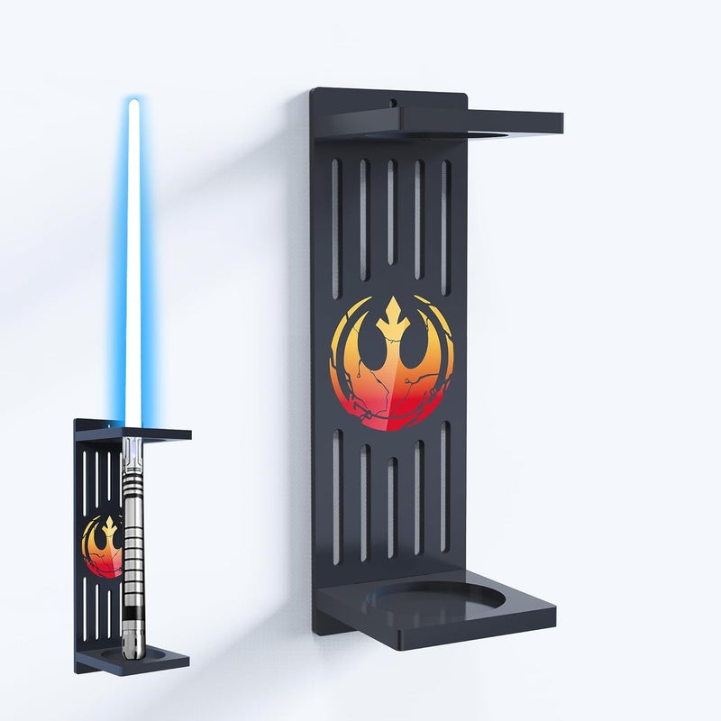 Smallan Lightsaber Wall Mount, Vertical Wall Mounted Lightsaber Display Rack, Acrylic Lightsaber Wall Mount Holder with Pattern, Plus Size Hilt Display Stand Compatible with Most Lightsabers for Lightsaber Enthusiasts (Gradient-colored Crack) - Image 1